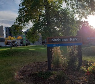 Picture of Kitchener Park sign, the location of the Oliver Yard Sale